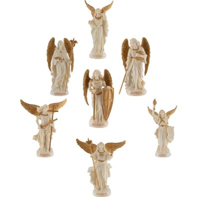 7er Set Erzengel Miniatur Schutzpatrone weiß-gold