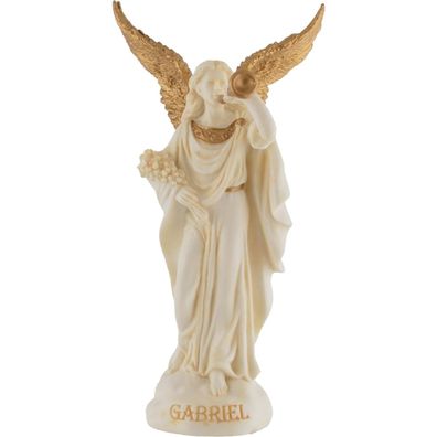 Miniatur weiß-gold Erzengel Gabriel Bote Gottes mit Trompete