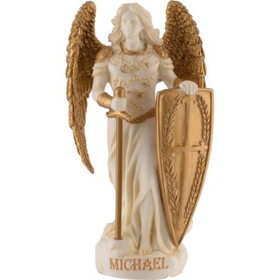 Miniatur weiß-gold Erzengel Michael Beschützer der Menschen und Bezwinger des Teufels