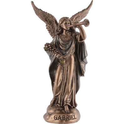 Miniatur bronzierter Erzengel Gabriel Bote Gottes mit Trompete