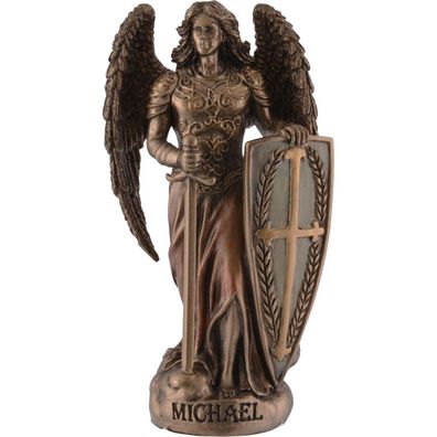 Miniatur bronzierter Erzengel Michael Beschützer der Menschen und Bezwinger des Teufe