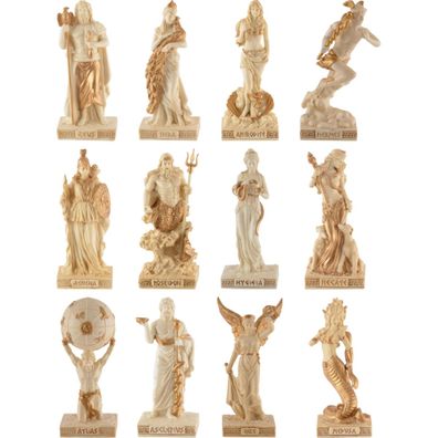 12er Set griechische Götter Miniaturen weiß-gold