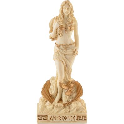 Miniatur weiß-gold Aphrodite, griechische Göttin der Schönheit und der Liebe steht in