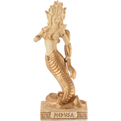 Miniatur weiß-gold Medusa, eine Gorgone in der griechischen Mythologie mit Schlangenu