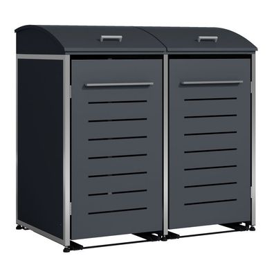 Mülltonnenbox 2er Stahl verzinkt Edelstahl anthrazit