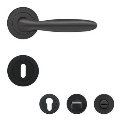 Karcher Türdrücker-Rosetten-Garnitur ER24 Korfu Kosmos Schwarz Türgriff Klinke