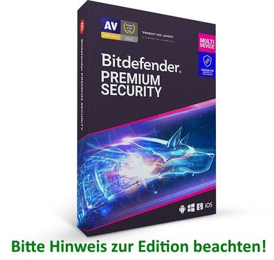 Bitdefender Premium Security (Total + VPN) 3-10 Geräte 1-2 Jahre Lizenz Code Key