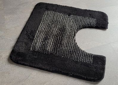 Simply Black/ Tiefschwarz WC-Vorleger mit Ausschnitt 55x55cm Hochflor 15-25mm