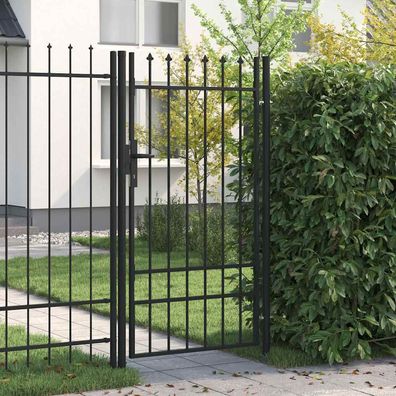 vidaXL Zauntor Einzelflügel mit Speerspitzen Stahl 1 x 1,75 m Schwarz