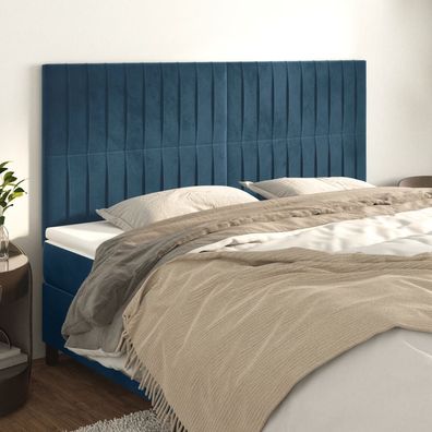 vidaXL Kopfteil Dunkelblau 200 x 5 x 118/128 cm Samt