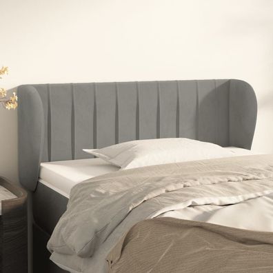vidaXL Kopfteil mit Ohren Hellgrau 93x23x78/88 cm Samt
