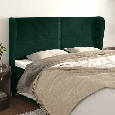 vidaXL Kopfteil mit Ohren Dunkelgrün 203x23x118/128 cm Samt