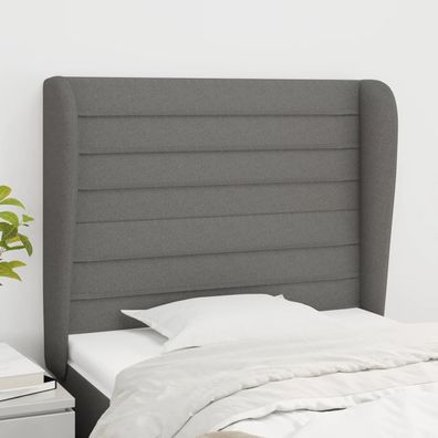 vidaXL Kopfteil mit Ohren Dunkelgrau 83x23x118/128 cm Stoff