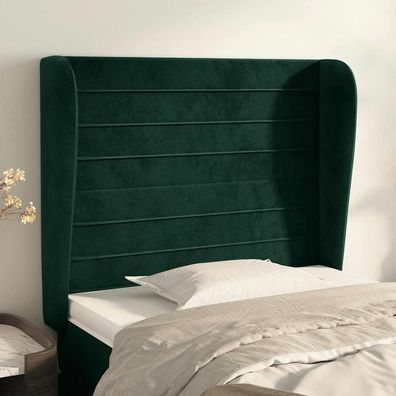 vidaXL Kopfteil mit Ohren Dunkelgrün 103x23x118/128 cm Samt
