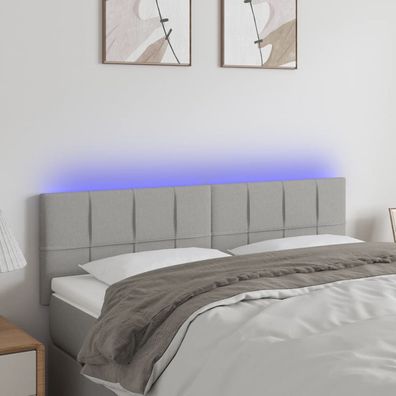 vidaXL LED Kopfteil Hellgrau 144x5x78/88 cm Stoff