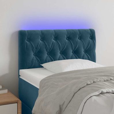 vidaXL LED Kopfteil Dunkelblau 80x7x78/88 cm Samt