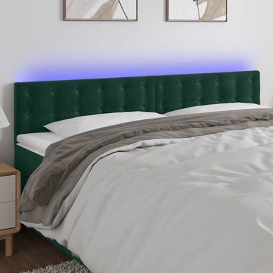 vidaXL LED Kopfteil Dunkelgrün 160x5x78/88 cm Samt