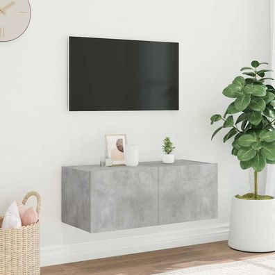 vidaXL TV-Wandschrank mit LED-Leuchten Betongrau 80x35x31 cm