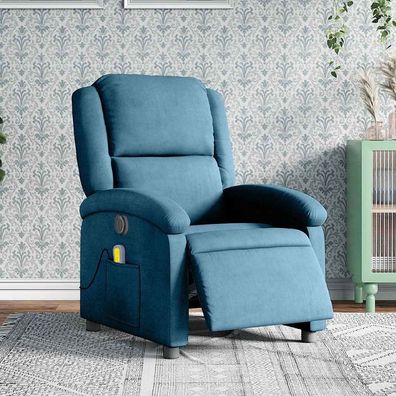 vidaXL Massagesessel Elektrisch Blau Samt