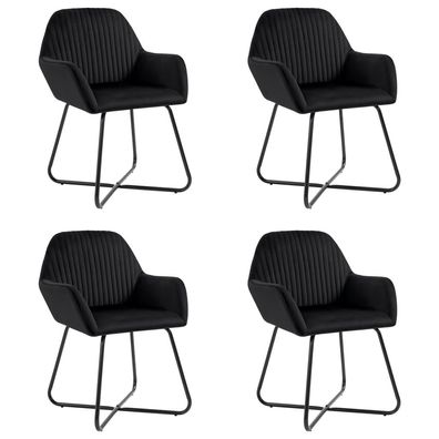 vidaXL Esszimmerstühle 4 Stk. Schwarz Samt