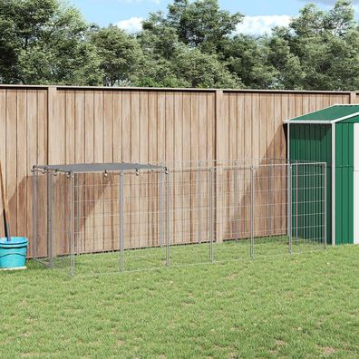 vidaXL Hundezwinger Silbern 330x110x110 cm Stahl
