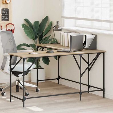 vidaXL Schreibtisch Sonoma-Eiche 149x149x75 cm Holzwerkstoff