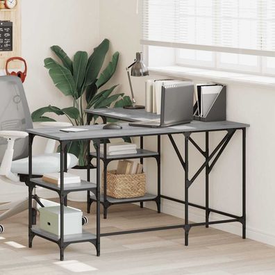 vidaXL Schreibtisch Grau Sonoma 139x139x75 cm Holzwerkstoff