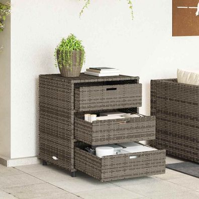 vidaXL Gartenschrank Grau 55x59x69 cm Poly Rattan