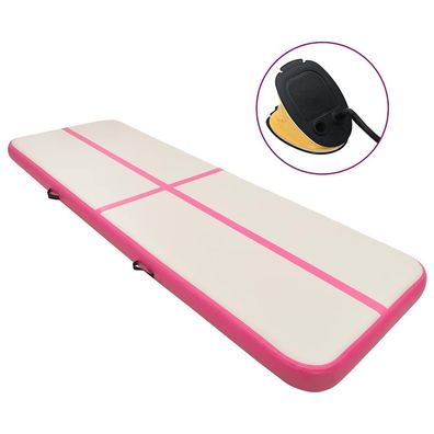 vidaXL Aufblasbare Gymnastikmatte mit Pumpe 300x100x20 cm PVC Rosa
