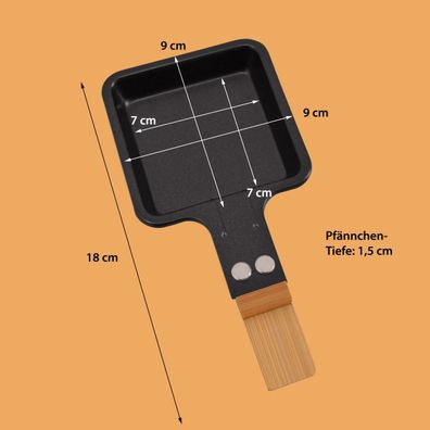 Universal Grill Raclette-Pfännchen viereckig mit Bambusgriff