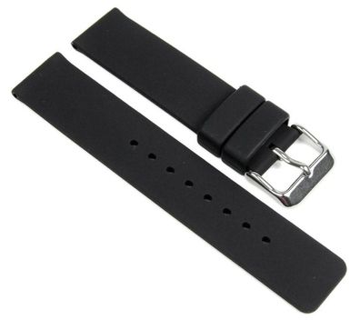 Minott Uhrenarmband Silikon | schwarz weich glatt gleichlaufend 19648