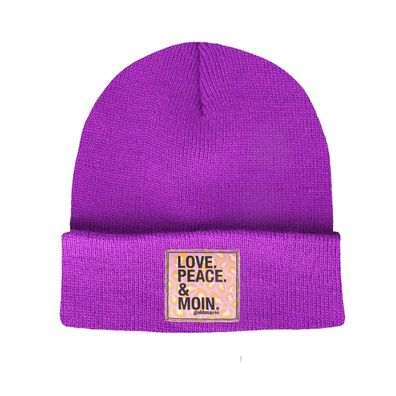 Love Peace Moin Mütze violett goldmarie Beanie mit Leo Label