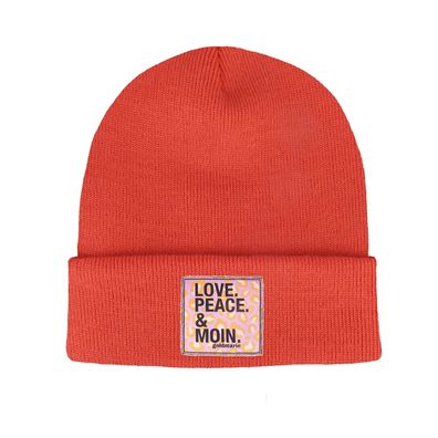 Love Peace Moin Mütze koralle goldmarie Beanie mit Leo Label