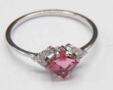 Weißgold Ring Saphir Rosa Diamant Brillant 585 Gold modern edel