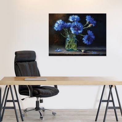 Leinwandbild Blumen Blau Natur Leinwand Bilder Wanddeko Wohnzimmer Schlafzimmer