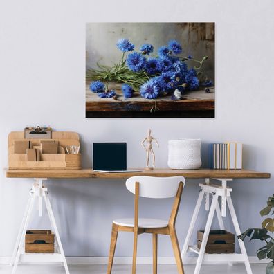 Leinwandbild Blumen Natur Blau Leinwand Bilder Wanddeko Wohnzimmer Schlafzimmer
