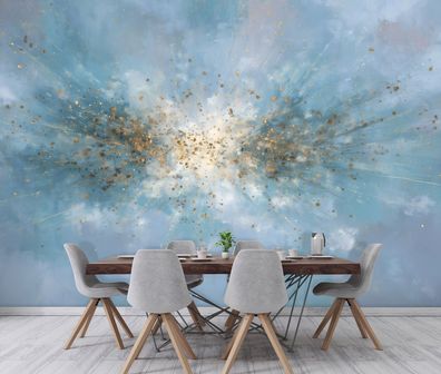 Vlies Fototapete Abstrakt Gold Blau TAPETE XXL Wohnzimmer Schlafzimmer