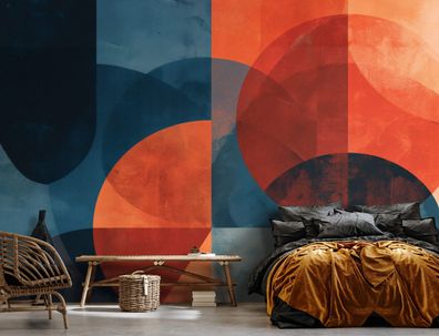 Vlies Fototapete Abstrakt Blau Rot TAPETE XXL Wohnzimmer Schlafzimmer