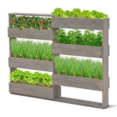 Coemo Vertikalbeet Riga Kräuterbeet Holz 6 Pflanzkästen Wandmontage