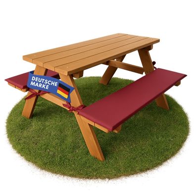 Kinder-Sitzgruppe Picknicktisch 2 Polster Spieltisch Holz wahlweise Sonnenschirm