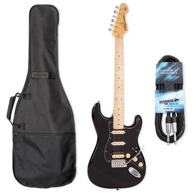Vintage E-Gitarre V6HMBB Reissued Boulevard Black mit Tasche und Kabel