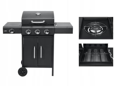 Gasgrill 6kW, 3 + 1 Brenner, Stahl 106 × 52,8 ×101,6 cm