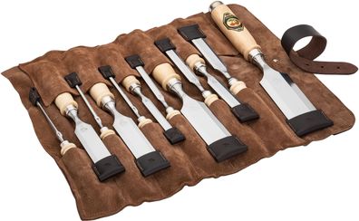 Kirschen Stechbeitelsatz in Ledertasche 12-tlg. 2-4-6-10-12-16-20-24-26-30-40-50