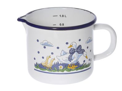 KARL KRÜGER Milchtopf Gänseglück mit Ausguss 1,25 l Ø12cm emailliert