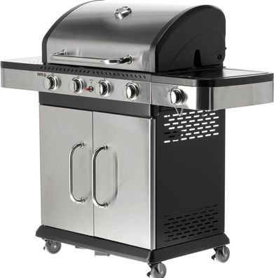 Gasgrill 14,2kW, 4 + 1 Brenner, Edelstahl 133 x 57 x 112cm