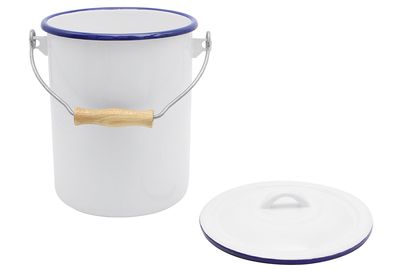 KARL KRÜGER Mülleimer 3l mit Deckel emailliert weiß