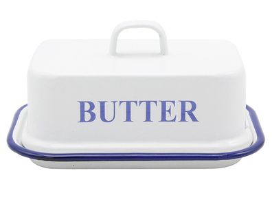 KARL KRÜGER Butterdose Husum 17x12x9cm weiß emailliert