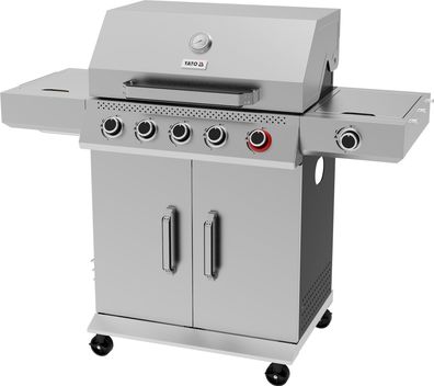 Gasgrill 19kW, 4 + 1 Brenner, Edelstahl 70x45x55cm
