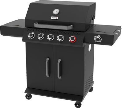 Gasgrill 19kW, 5 + 1 Brenner, 133x57x112cm, schwarz