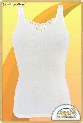 Damen-Unterhemd Lady-Top Weiß gekämmte Baumwolle Achselhemd Gr. 38 bis 62 NEU